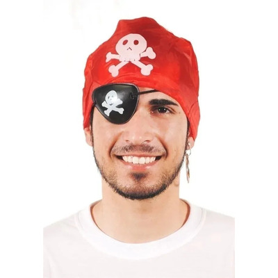 Kit Pirata 3 Pçs Brinco Tapa Olho Bandana Halloween Carnaval
