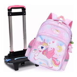 Mochila De Carrito Unicornio Bolsa Primaria Las Ruedas