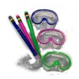 Set De Snorkel Buceo Y Mascara Ajustable Infantil + Tapones