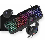 Teclado Gamer Rgb  + Mouse 3200dpi + Headset + Mouse Pad