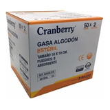 Gasa Algodón Esteril Cranberry 10x10 Caja 50 Sobres