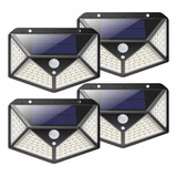 Pack X 4 Lampara Solar 100 Led Exterior Sensor De Movimiento