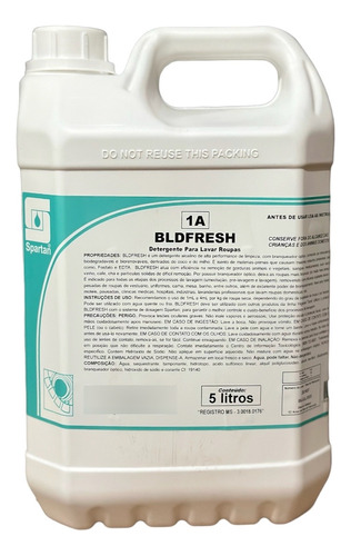 Detergente Lavar Roupas Bldfresh Spartan 5l Clareador Óptico