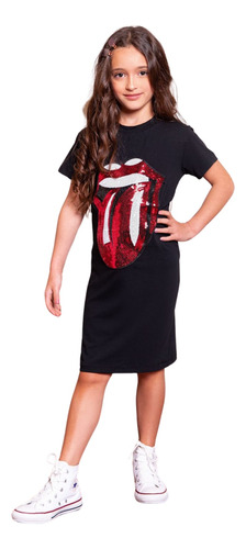 Vestido Moda Infantil Juvenil Gringa Rolling Stones