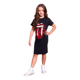 Vestido Moda Infantil Juvenil Gringa Rolling Stones