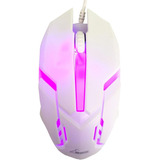 Mouse Blanco Con Cable Y  Led 