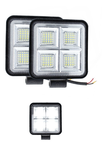 Par Faro 64 Led Cuadrado Auxiliar 4 Paneles Fijo Estrobo