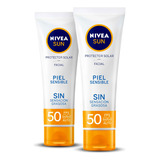 2 Pack - Nivea Sun Facial Uv Sensitive Spf50 50 Ml
