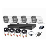 Cctv Kit Hdtvi Hikvision 4 Cam 2mp Vision Noturno Full Color