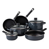 Batería De Cocina Mega Óptima 9 Piezas Cinsa Color Negro