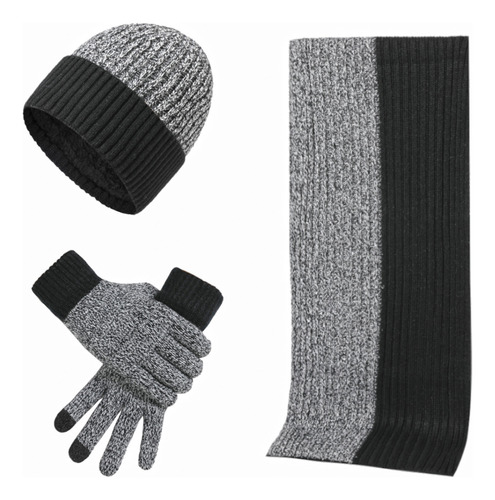 Set De Gorro De Punto De Invierno, Bufanda Y Guantes Con Pan