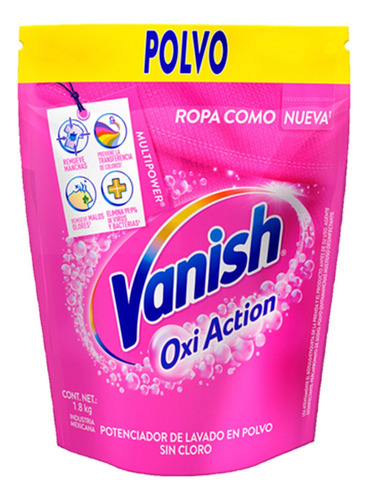 Vanish Oxi Action Quitamanchas Para Ropa En Polvo Sin Cloro 1.8kg