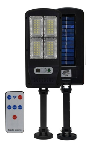 Lampara Solar Led Control Remoto 30 Watts Sensor Movimiento Color Negro