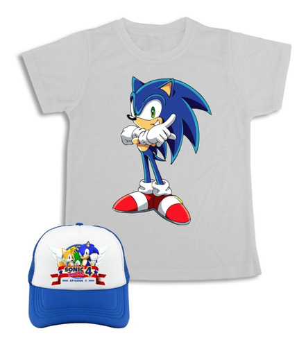 Sonic Camiseta + Gorra  Combo Para Niños