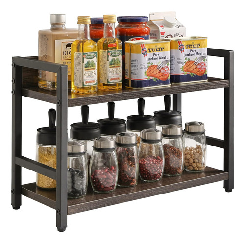 2-tier Spice Rack, Industrial Counter Shelf, Desktop Storage
