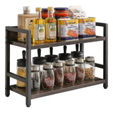 2-tier Spice Rack, Industrial Counter Shelf, Desktop Storage