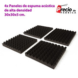 4 X Paneles De Espuma Acustica Alta Densidad 30x30x5cm