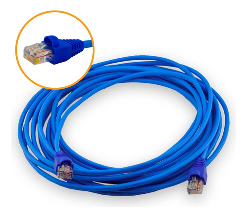 Kit 5 Cabos De Rede 10m Cat6 Furukawa Rj45 Azul Gigabit