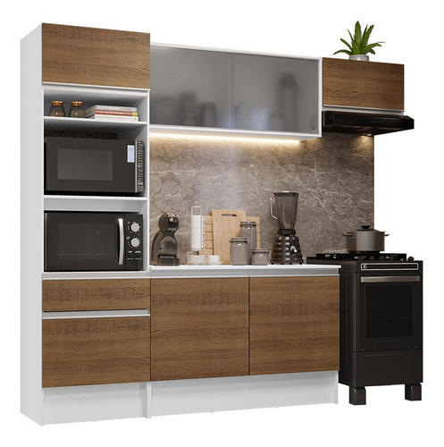 Armario De Cocina Completo Madesa 240cm Topazio 01 Color Marrón