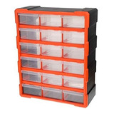 Caja Plástica Tactix Gavetero Con 18 Cajones Organizador Color Rojo