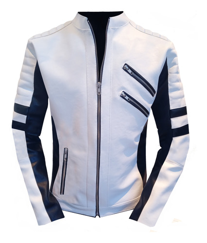 Campera Killing Cuero Eco White Black / Ahle