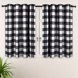 Refrze Buffalo Plaid Cortinas Blanco Y Negro, Blackout Buff