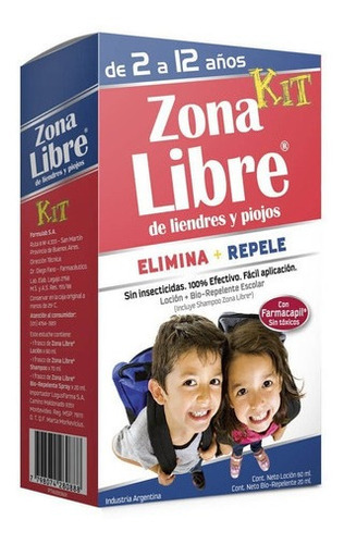 Zona Libre Kit Loción Repelente Liendres Piojos 2-12 A