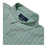 Camisa Ralph Lauren Classic Fit Lineas Verde - Bco Talla Xl 