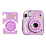 Adesivo Para Câmera Instax Mini 11 Estrelas Fundo Roxo