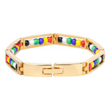 Pulsera Ilde De Muerto Acero Baño De Oro 18 K Santeria Yorub