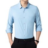 Camisa Manga Larga Para Hombre Color Sólido Slim Fit