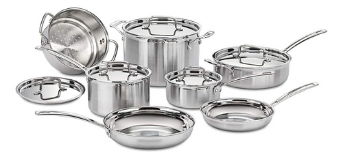 Set De Ollas Y Sartenes Cuisinart Acero Inoxidable 12 Pcs