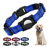Collar Para Perro Porta Airtag Reflectivo Medium Azul