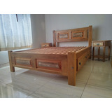 Cama Casal King 2 Gavetas + 2 Mesas De Cabeceira Peroba Rosa