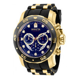 Reloj Invicta 37229 Pro Diver Cuarzo Hombre Color De La Correa Oro Color Del Bisel Azul Color Del Fondo Azul
