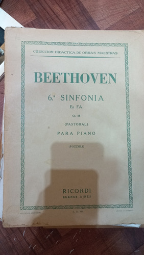 Beethoven Sexta Sinfonía En Fa Para Piano Ricordi 