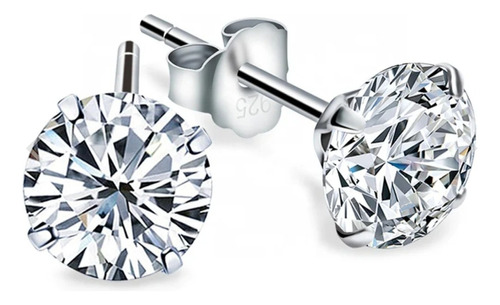 Aretes De Diamante Zircon Para Hombre Y Mujer 6 Mm Con Caja