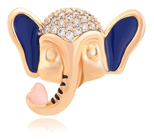 Prendedor Broche Elefante Oro 18k Laminado Swarovski Amuleto