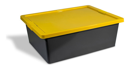 Caja Organizadora Con Broches Forte 37l Gris-amarillo