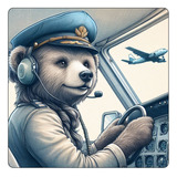 Mousepad Oso Piloto Vuela Avión Dibujo M2