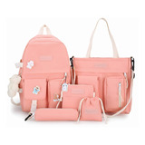 Mochilas Set 5 Pzs Escolar Bolsas Lapicera Tote Lona