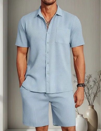 Conjunto Con Camisa Y Pantalones Cortos De Hombre De Playa -