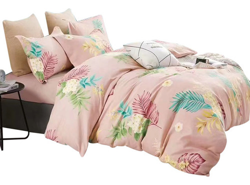 Funda Duvet Estampado Hojas En Rosa Doble