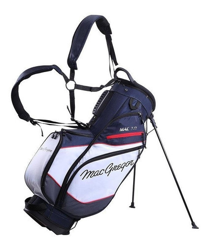Bolsa Golf Mac Gregor Stand Trípode Doble Correa Color Azul/blanco/rojo