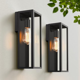 2 Faroles De Pared Verron De Exterior, Impermeables, Negro