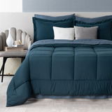 Real Textil Edredón Duvet Set 5 Pzas. Funda De Almohada Juego De Sábanas Azul Marino/índigo