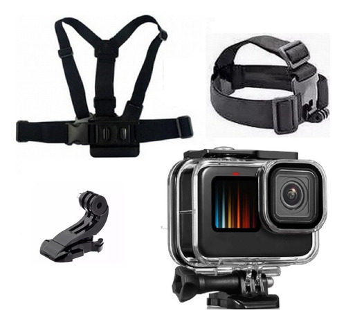 Kit Para Gopro Hero 10 9 Black Caixa Estanque Peito Cabeça