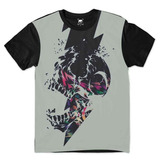 Camiseta Caveira Skull Raio Storm Color Trovão Music Rave