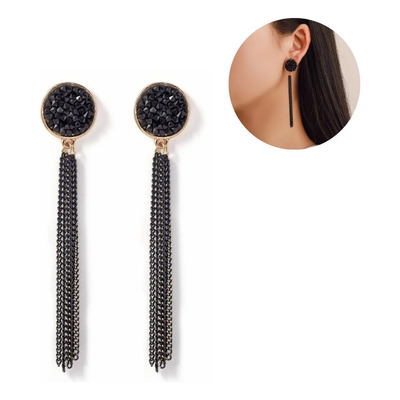 Aretes Mujer Pendientes Largos Elegantes Joyería De Moda | Meses sin interés