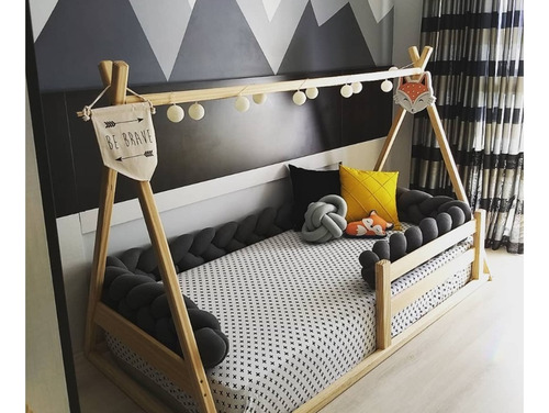 Cama India Tipi Montessori Sin Barniz (colchón 140x80cm)